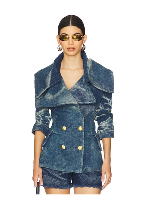 Masha Popova Oversized Collar Blazer in Blue. Size M. Also in L.