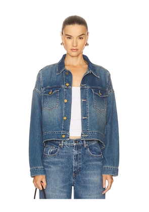 L'AGENCE Vianney Hi-lo Crop Jacket in Blue. Size M. Also in L, S, XS.