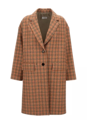 Alberto Biani checked flap-pocket single-breasted coat - Brown