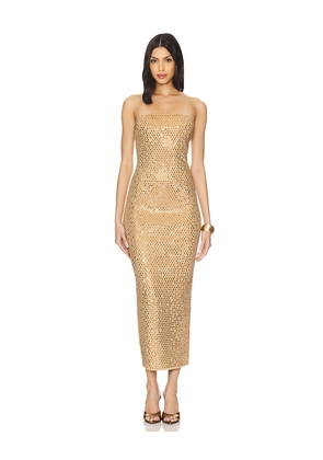 retrofete Boa Dress in Metallic Gold. Size M. Also in S, XS.