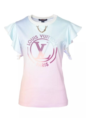 Louis Vuitton Pre-Owned 2010-2020s ruffled logo T-shirt - Blue
