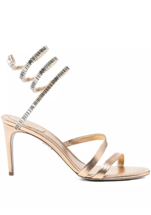 René Caovilla 80mm crystal-embellished heeled sandals - Gold