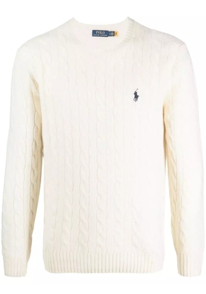 Polo Ralph Lauren logo-embroidered cable-knit jumper - Neutrals