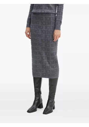 Iceberg logo-jacquard midi skirt - Grey