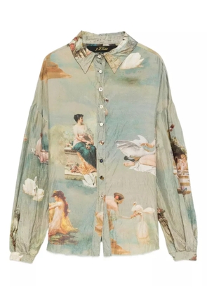 ARCHIVIO J.M. Ribot swan-print silk top - Blue