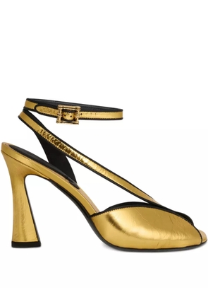 ETRO 90mm cracked-effect ankle strap heeled sandals - Gold