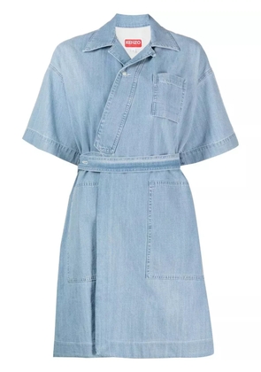 Kenzo tied-waist denim wrap dress - Blue