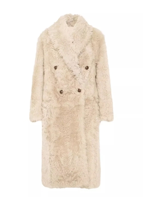 Brunello Cucinelli double-breasted shearling coat - Neutrals