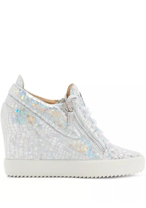 Giuseppe Zanotti metallic-effect wedge sneakers - Silver