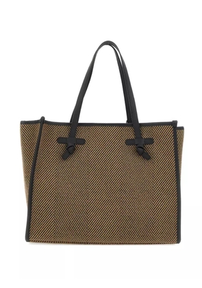 MARCELLA CLUB large Marcella herringbone leather-trim tote bag - Neutrals