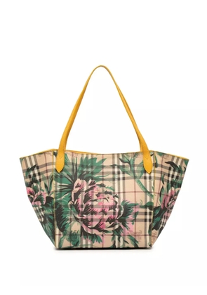 Burberry Pre-Owned 2000-2017 Small Haymarket Check Floral Print Coated Canvas Canterbury tote bag - Brown