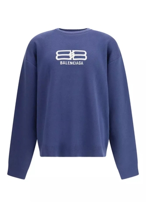 Balenciaga logo-print crewneck sweater - Blue