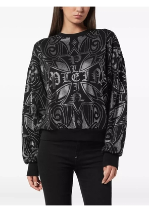 Philipp Plein strass gothic sweatshirt - Black