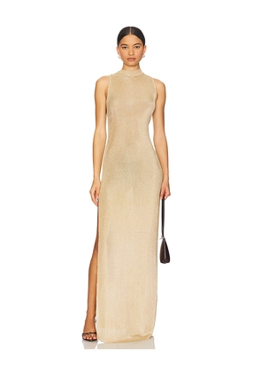 SEROYA Henne Metallic Dress in Metallic Gold. Size L. Also in M, S, XXS.
