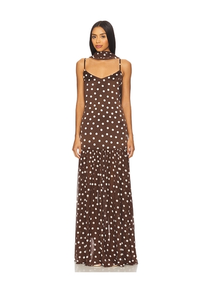 Show Me Your Mumu Dalia Maxi Dress in Brown. Size M. Also in S, XL, XS.
