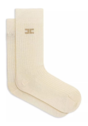 Elisabetta Franchi ribbed logo-detail socks - Neutrals