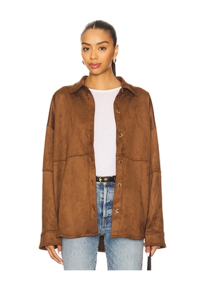 Tularosa Elyse Faux Suede Shacket in Brown. Size M. Also in L, S, XL, XS, XXS.