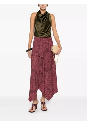 ETRO paisley-print ruffled skirt - Red
