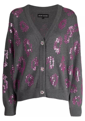Izaak Azanei sequin-detail cotton cardigan - Grey