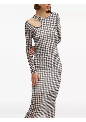 HUGO cutout houndstooth midi dress - White