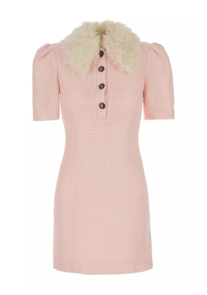Alessandra Rich button-up dress with faux fur collar - Pink