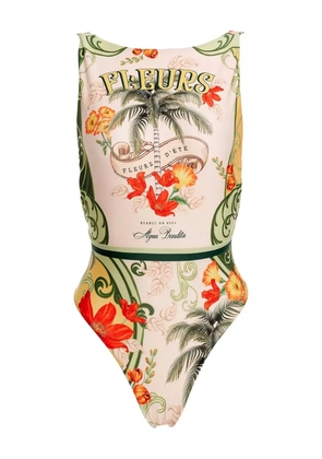 Agua Bendita floral-print swimsuit - Neutrals