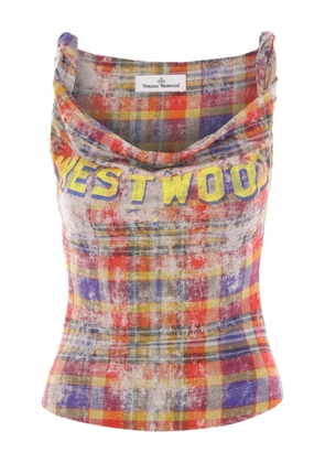 Vivienne Westwood cowl-neck plaid top - Orange