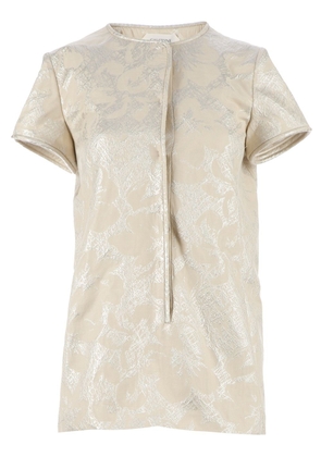 Galitzine metallic jacquard trouser set - BEIGE/SILVER