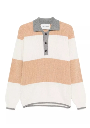 AMARANTO stripe pattern polo shirt - Neutrals