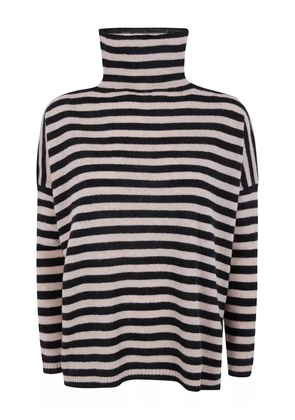 base striped halterneck sweater - Black