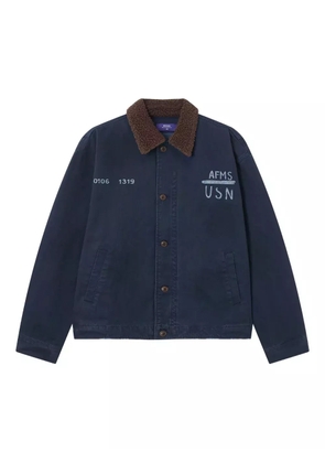 aftermaths logo-print shirt jacket - Blue