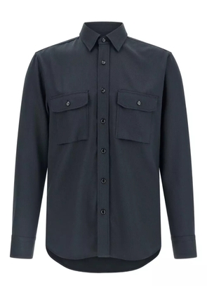 Brioni buttoned chest-pocket military shirt - Blue