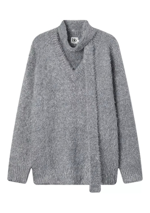 b+ab v-neck attached-scarf sweater - Grey