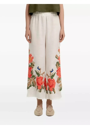 GREEK ARCHAIC KORI elasticated-waist rose trousers - White