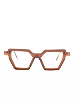 Kuboraum geometric-frame glasses - Brown