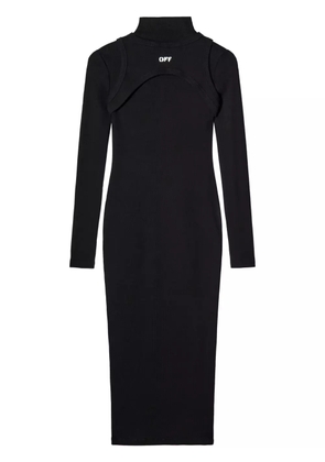 Off-White ribbed turtleneck midi dress - Black