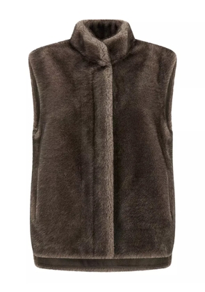 LOU ANDREA high-neck asymmetrical-hem gilet - Brown