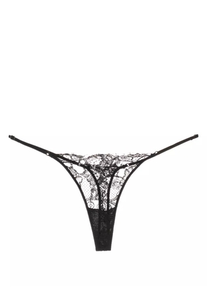 Kiki de Montparnasse sheer lace-detail cotton thong - Black