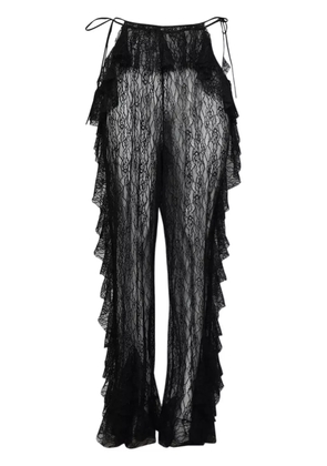 ESTER MANAS ruffled straight-leg lace trousers - Black