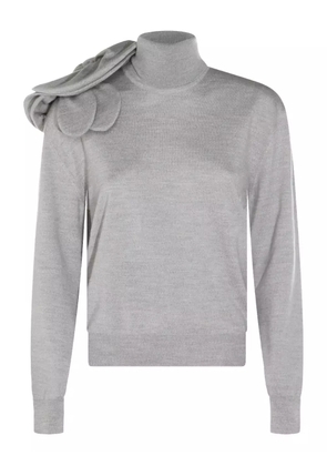 Moschino floral-appliqué roll-neck knitwear - Grey