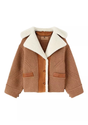 Ermanno Scervino shearling panelled-knit jacket - Brown