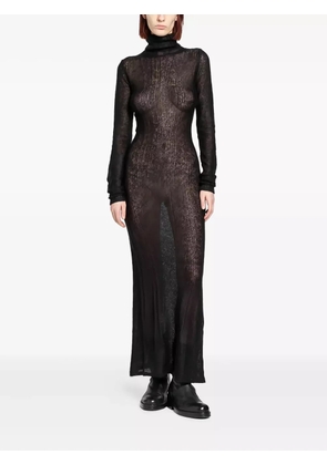 YEHUAFAN roll-neck mohair maxi dress - Black