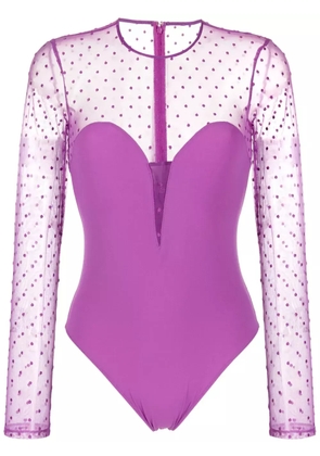 Fleur Du Mal Dotty plunge bodysuit - Purple