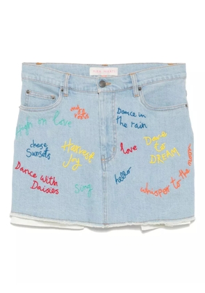 Mira Mikati beaded word denim skirt - Blue