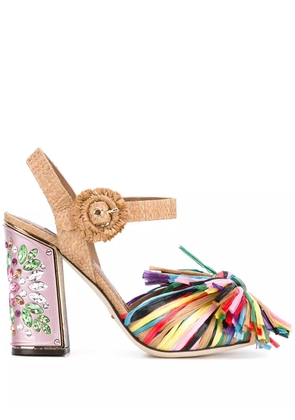 Dolce & Gabbana fringed embellished sandals - Pink