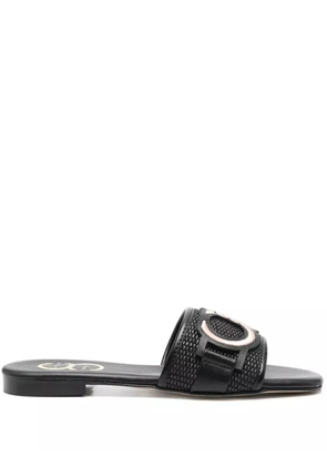 Casadei logo-patch sandals - Black