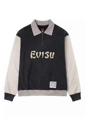 EVISU zip-up logo polo shirt - Black