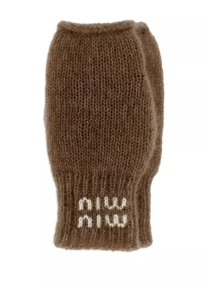 Miu Miu logo gloves - Brown