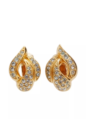 Christian Dior Pre-Owned rhinestone-embellished clip-on earrings - Gold