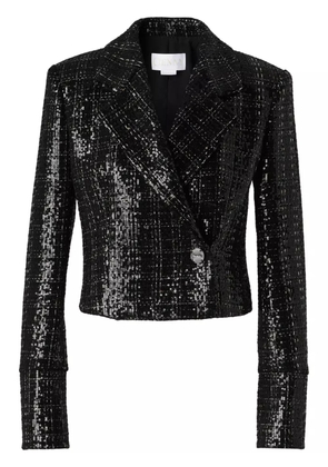 Genny sequin-embellished tweed cropped jacket - Black